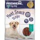 Premiere I Love My Dog Fleischsnack-Streifen, XXL-Wertpackung, 95% Fleisch, mit Ente, mit einem Hundebild und Produktdetails.
