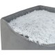Graues Haustierbett mit einer plüschigen, flauschigen weißen Oberseite, mit weichen Kanten und einem eleganten Design.