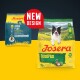 Josera SensiPlus Hundefutterbeutel für erwachsene Hunde mit Entengeschmack, neues Design, mit glücklichem Hund und Entenillustration.