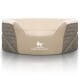 Orthopädisches Hundebett Lena aus Velours und Kunstleder mit hohem Schaumstoffrand braun/ beige M-L