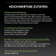 Tierfutterverpackung mit einer deutschen Zutatenliste, die Huhn, Reis und die Nährstoffanalyse von Protein- und Fettgehalt hervorhebt.