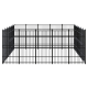Schwarzes Metall-Hundespielgehege mit vertikalen Stangen und rechteckiger Form, geeignet für den Innen- oder Außenbereich.