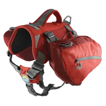 Baxter Hunderucksack rot L Rotes Hundegeschirr mit eingebautem Satteltasche, mit verstellbaren Riemen und einem Griff oben für einfache Kontrolle.