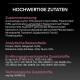 Haustierfutterverpackung mit einer deutschen Zutatenliste, einschließlich Zusammensetzung, analytischen Komponenten und ernährungsphysiologischen Zusatzstoffen.
