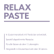 RELAX PASTE-Etikett; deutscher Text: mit Tierärzten entwickelt, spezielle Formel, für Katzen ab 1 Jahr; in Deutschland hergestellt seit über 35 Jahren.