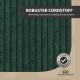 Dunkelgrüner Cordstoff-Musterausschnitt mit Banner ‚ROBUSTER CORDSTOFF‘ und Untertext ‚Hochwertig verarbeitet, langlebig & kratzresistent‘, Badge ‚35.000 Scheuertouren‘, ROHRSCHNEIDER-Logo
