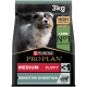 Purina Pro Plan Medium Puppy Futter, 3kg Beutel, gekennzeichnet mit "Hoher Proteingehalt" und "Empfindliche Verdauung", mit Lamm als Hauptzutat.