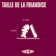 Image bordeaux montrant une friandise pour animaux et dimensions 26 mm de haut, 11,7 mm de large ; « TAILLE DE LA FRIANDISE » et « CARNILOVE ».