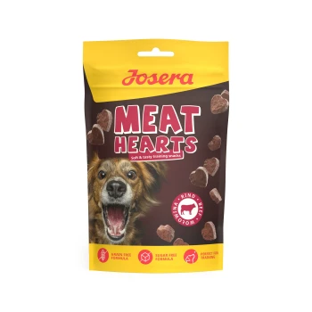 Josera Meat Hearts weiche und schmackhafte Rinder-Trainingssnacks für Hunde, getreidefrei, zuckerfrei, perfekt zum Training.