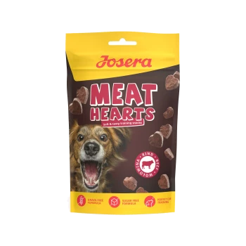Josera Meat Hearts weiche und schmackhafte Rinder-Trainingssnacks für Hunde, getreidefrei, zuckerfrei, perfekt zum Training.