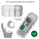 Illustration eines Einzelsitz-Autositzbezugs für die Rückbank, mit Abmessungen (60 cm Breite, 70 cm Höhe) und dem Etikett "ALL-SIDE SCHUTZ".