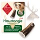 Natürlicher Hundekau-Snack aus 100% Hirschgeweih, beschriftet "Kaustange", Größe S, hebt Mineralien, Zahnpflege und Beschäftigung hervor.