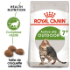 Nourriture pour chats Royal Canin Active Life Outdoor pour chats de 7 ans et plus, présentant une illustration de chat Bengal, une indication de taille de croquettes et des allégations nutritionnelles pour la santé.