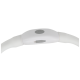 Weißes Haustierhalsband mit grauem Ein-/Ausschalter und Beschriftung „USB 6V“ am Ladeanschluss.