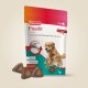 Beaphar Flexifit Chews verpakking toont een springende golden retriever, die ondersteuning voor gewrichtsmobiliteit promoot met Omega 3, Glucosamine, en Vitamine E.