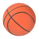 Jouet de basket-ball en caoutchouc orange avec des lignes noires, conçu pour que les animaux jouent.