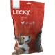 Hundefutterbeutel beschriftet mit "LECKY Klein & Fein Classic", mit einem Corgi auf der Vorderseite, mit dem Anspruch von 64% Fleisch, glutenfrei und weichen Snacks.