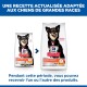 Sacs de nourriture pour chiens Hill's Science Plan pour grandes races, formule Perfect Digestion, avec un chien noir et feu souriant sur l'emballage.
