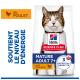 Sac Hill's Science Plan avec photo de chat, étiqueté 'MATURE ADULT 7+ au poulet' et '3 BÉNÉFICES ESSENTIELS'