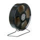 Black pet exercise wheel with a spiral design, mounted on a metal stand, ideal for small pets to run and play.