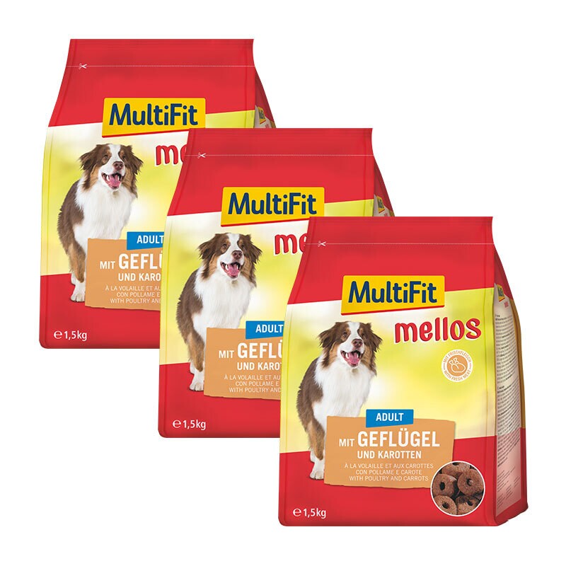 MultiFit Mellos 3 x 1,5 kg Gevogelte en wortelen 3x1,5 kg