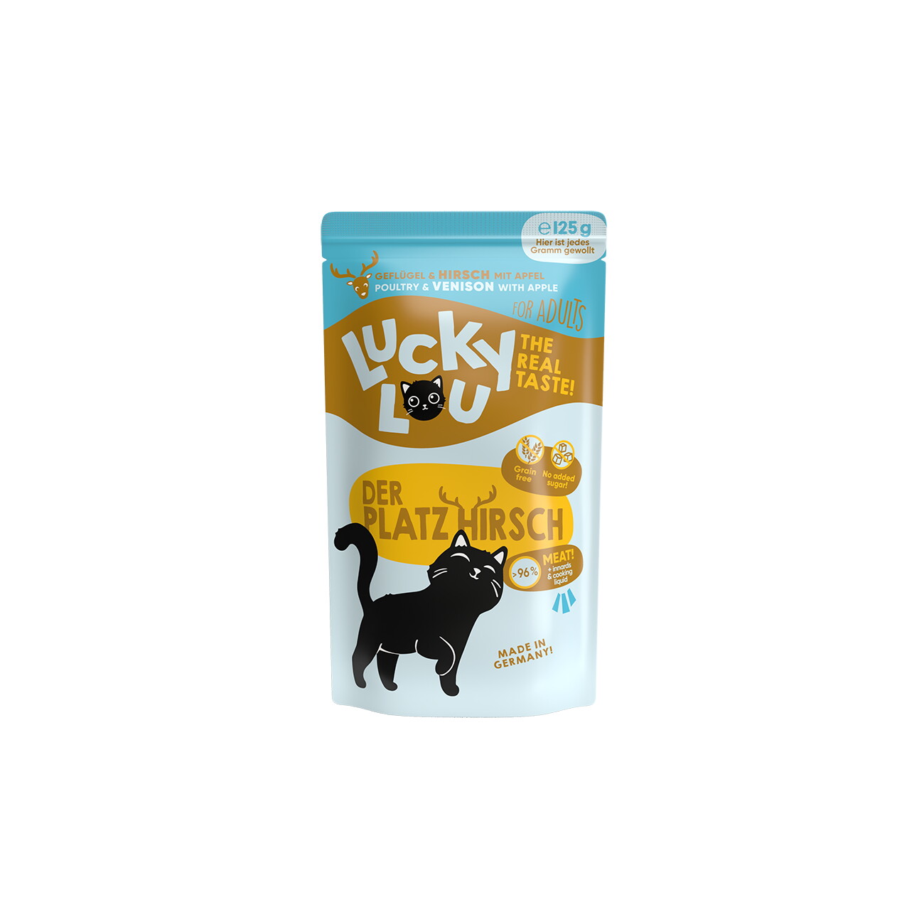 Lucky Lou Nassfutter Katze Adult Geflügel und Hirsch 32x125 g