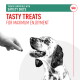 A hand offers a treat to a happy, spotted dog, with text stating "Tasty Treats for Maximum Enjoyment" and "Treats Compatible with Satiety Diets."