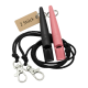Zwei ACME-Trainingspfeifen (schwarz und pink) an schwarzen Lanyards mit Metallclips, Anhänger mit Aufdruck '2 Stück'.