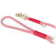 Rote Hundeleine mit geflochtenem Design, ausgestattet mit einem goldenen Metallclip und gepolstertem Griff für Komfort.