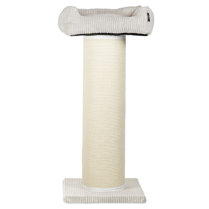Rohrschneider ® XXL Kratzbaum, Cord-Bezug, tauschbare Kratzmatte, Bett waschbar beige 45 cm, 55 cm, 1,07 m