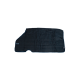 Eine schwarze, gesteppte Autositzabdeckung für Haustiere, die zum Schutz der Autoinnenräume entwickelt wurde, mit einem Logo-Tag an der Seite.