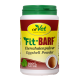 Behälter mit cdVet Fit-BARF Eierschalenpulver, beschriftet in Deutsch und Englisch, mit dem Hinweis '100% NATUR' und einer Eiergrafik.