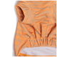 Orange-beige gestreiftes Haustierhemd mit elastischem Bund, gezeigt vor weißem Hintergrund.