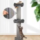 Graue Kratzsäule mit Cord-Liegeflächen, Kipp-Sicherung und abnehmbarer Sisalmatte. NEU! abnehmbare Sisalmatte.