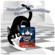 Schwarz-weiße Cartoon-Katze, die sich an einer Felix 'Soup Time'-Schachtel anlehnt; deutsche Überschrift fragt: 'Woran erkennt man, dass es unwiderstehlich ist?'