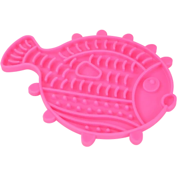 Rosa fischförmige Silikon-Lickmatte für Haustiere mit erhabenen Rillen und Noppen