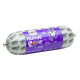 Hochwertiger Hundewurst-Roll mit der Bezeichnung "Hunde Rolle", mit einem lila Design und einer Ziegenillustration, mit dem Hinweis "Hergestellt in Deutschland."