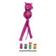 Jouet pour chien KONG Wubba hippopotame rose avec longues queues en tissu et inscription « KONG Wubba » ; vignettes « Personnages variés ».