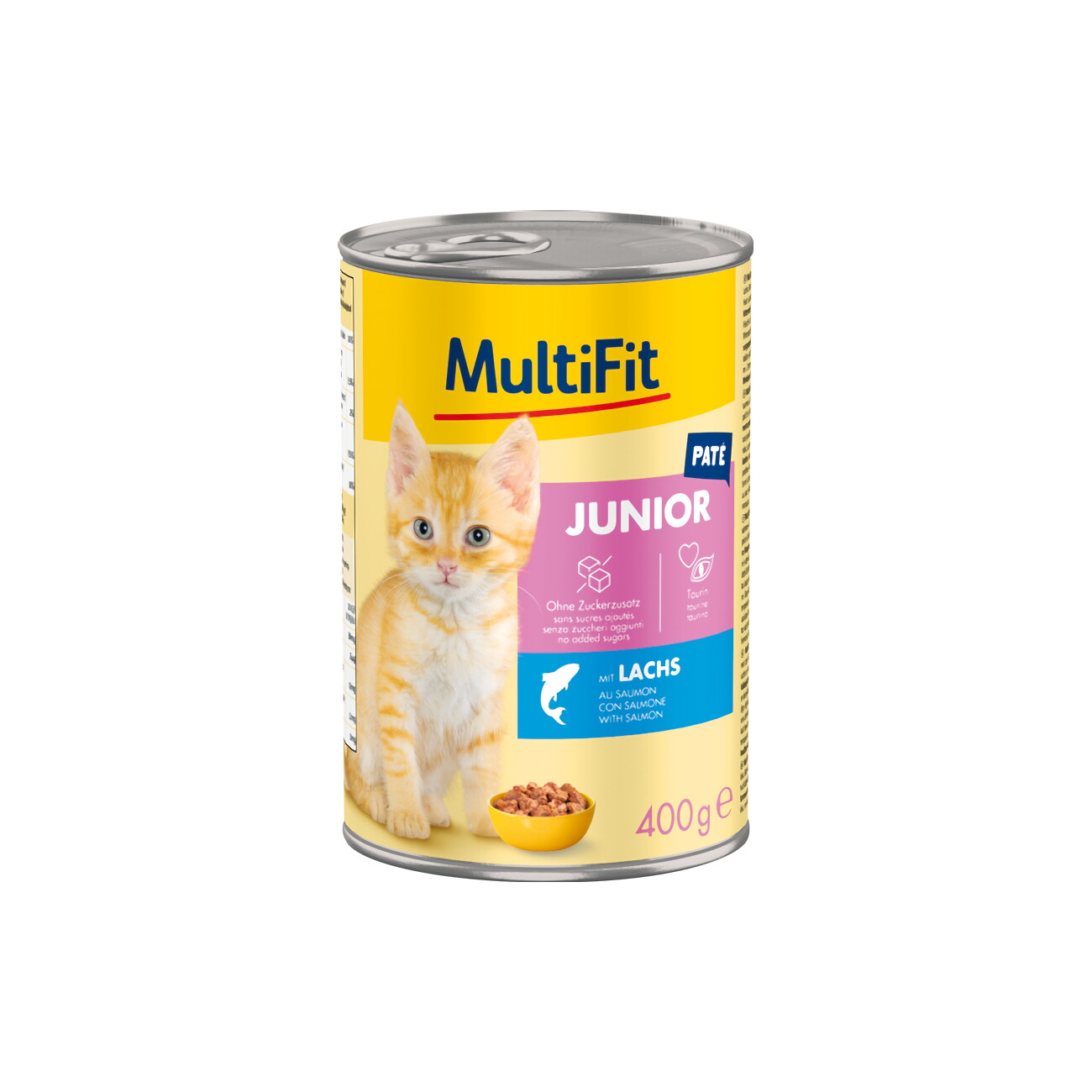MultiFit Nassfutter Katze Junior, Paté, mit Lachs 6x400 g