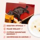Chat noir dormant sur une table rouge ; texte : digestion, pelage brillant, immunité renforcée cochés ; compétences en couture barrées.