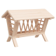 Holz-Futterstation für Haustiere mit einem schrägen Dach und offenen Seiten, entworfen für einfachen Zugang und Fütterung.
