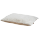 Lit rectangulaire pour animaux avec dessus en peluche blanche douce et dessous beige, conçu pour le confort et la chaleur.