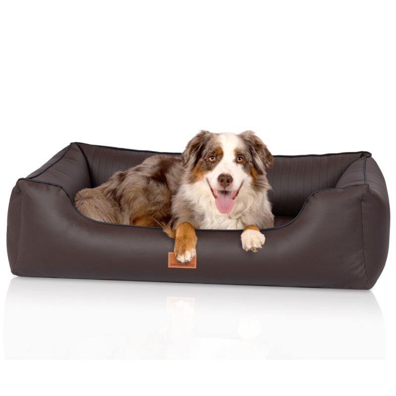 Knuffelwuff orthopädisches Hundebett aus Kunstleder Lovelock braun M-L