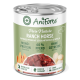 Dosen-Hundefutter mit der Bezeichnung "AniForte Pure Nature Ranch Horse", das 60% Pferdefleisch, Süßkartoffeln und Äpfel enthält; getreidefrei, hergestellt in Deutschland.
