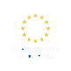 Blaues Emblem mit gelbem Kreis aus EU-Sternen und fettem weißen Text 'HERGESTELLT IN DER EU'.