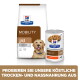 Hill's Prescription Diet Mobility j/d Hundefutterbeutel und -dose mit Golden Retriever; deutscher Banner, der Trocken- und Nassfutter bewirbt