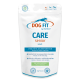 Weißer wiederverschließbarer Beutel mit Aufschrift 'DOG FIT CARE senior small' — Vitalität & Gelenkfunktion, frei von Zusatzstoffen, dog-fit.com