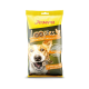 Hundesnackverpackung mit einem glücklichen Hund und dem Produktnamen "Loopies" sowie dem Text, der anzeigt, dass es sich um einen kalorienarmen Geflügelsnack handelt.