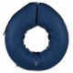 Navy blue inflatable donut-shaped pet recovery collar (e-collar) with valve and black fastening straps