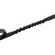 Schwarze Bungee-Hundeleine mit gepolstertem Griff und reflektierender Naht vor weißem Hintergrund.